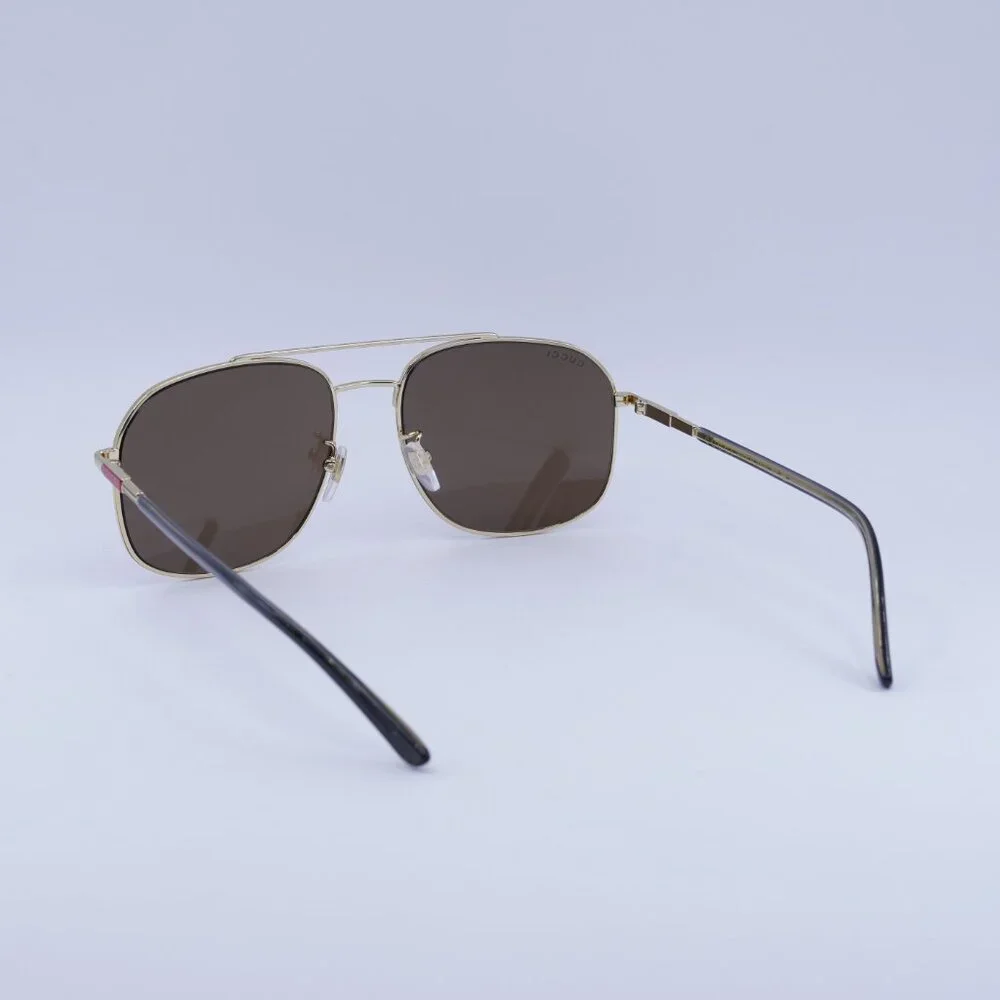 🕶️ New Gucci GG1351S 004 Sunglasses - Black/Gold Frame, Brown Lenses
